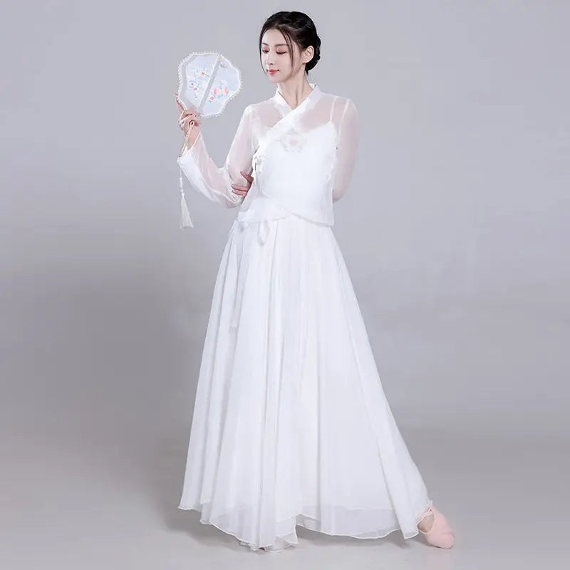 Ele Classical Dance Costume White Gauzy Skirt Super Fairy T Performance Suit Fene Dra Design Beautiful Mythology