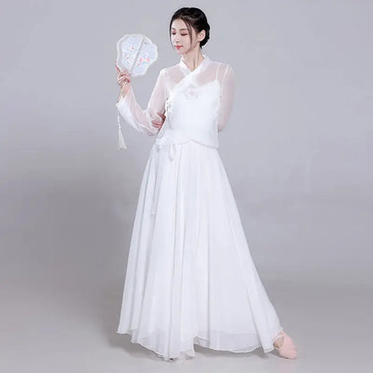 Ele Classical Dance Costume White Gauzy Skirt Super Fairy T Performance Suit Fene Dra Design Beautiful Mythology