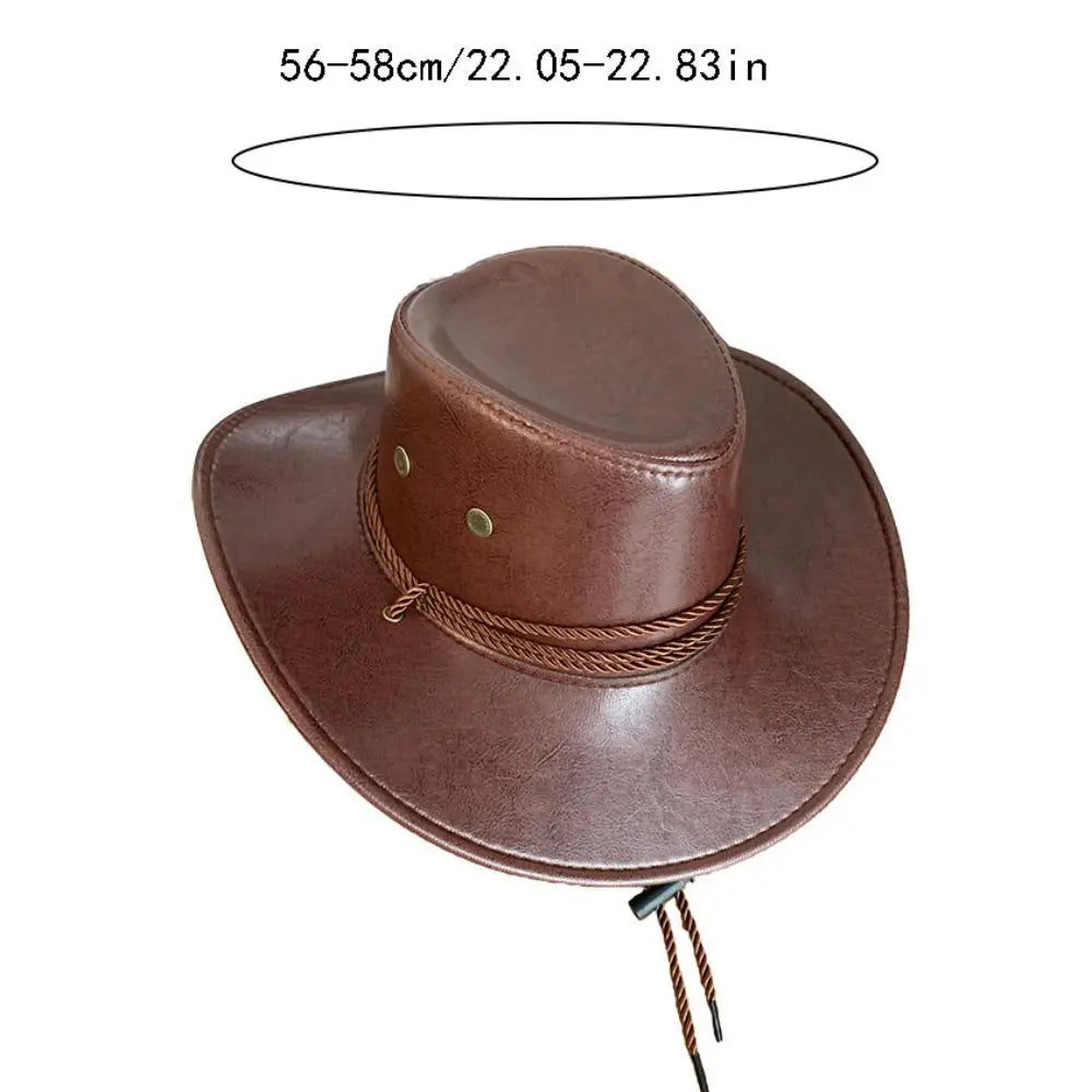Chapeau de Cowboy occidental de Style ethnique Cool, chapeau de Jazz à large bord en rouleau, noir/marron, casquette à visière de couleur unie pour filles
