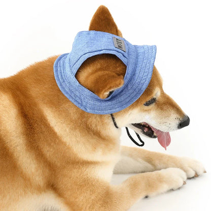 Adjustable Summer Pet Hat, Sun Protection Leak Ear Puppy Linen Cowboy Hat Sun Cap Visor Cute Outdoor Sports Hat for Cat