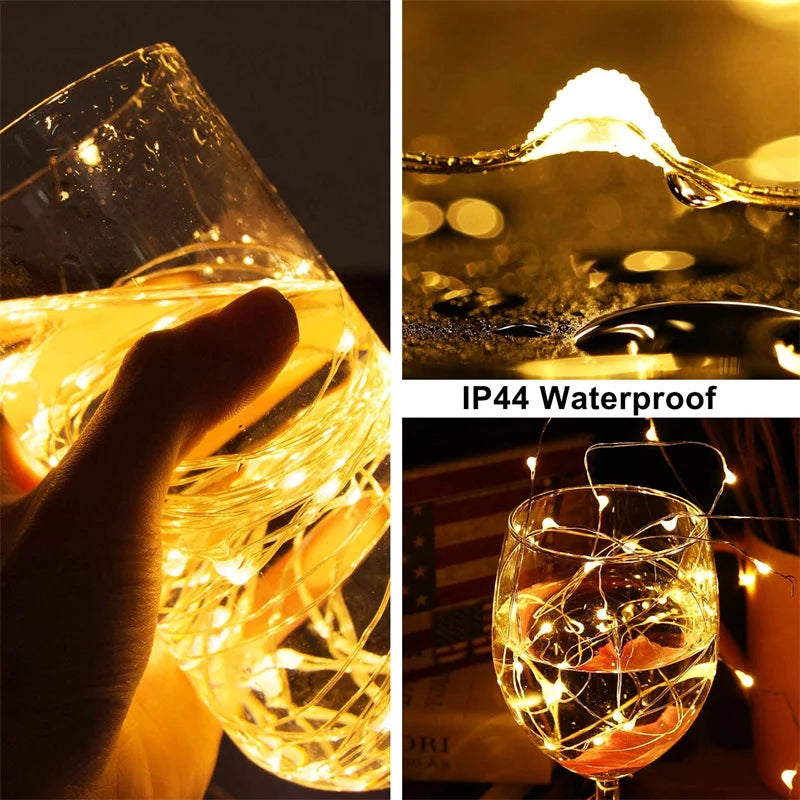Guirxiété lumineuse LED dégradée USB, fil de cuivre, 20m, 200LED, guirxiété de lampe extérieure de vacances, arbre de Noël, décoration de fête de mariage