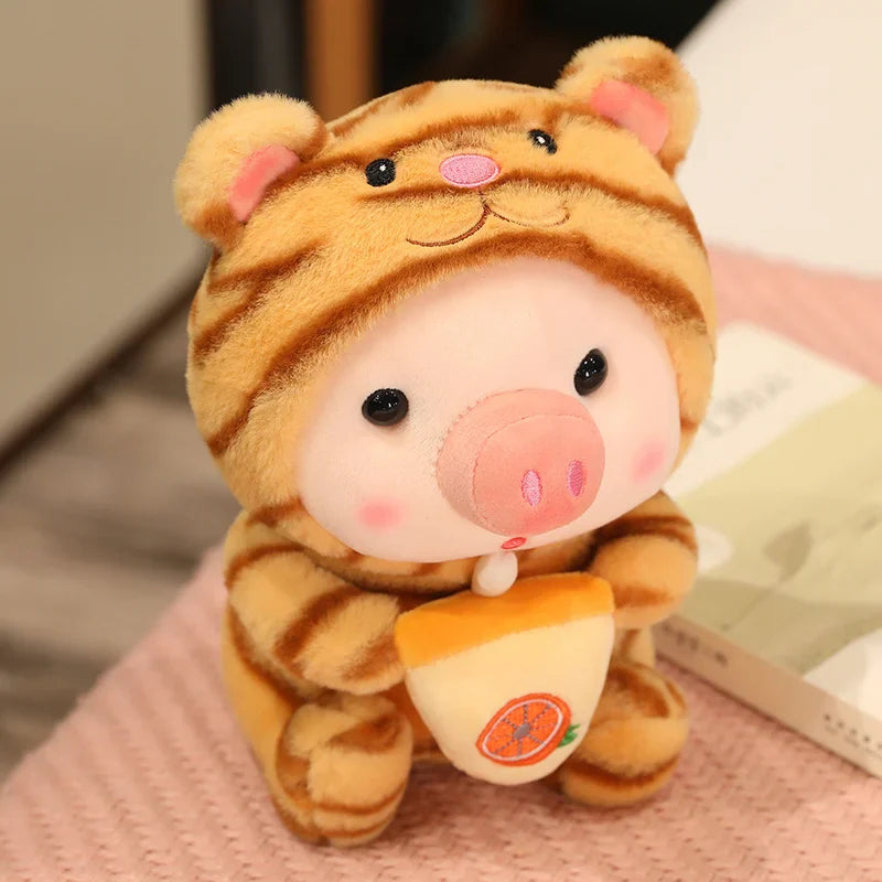 Peluche Kawaii Cochon Boba, Animal en Peluche Cochon, Déguisement Licorne Grenouille, Oreiller Doux, Jouets pour Enfants, Cadeau d'Anniversaire