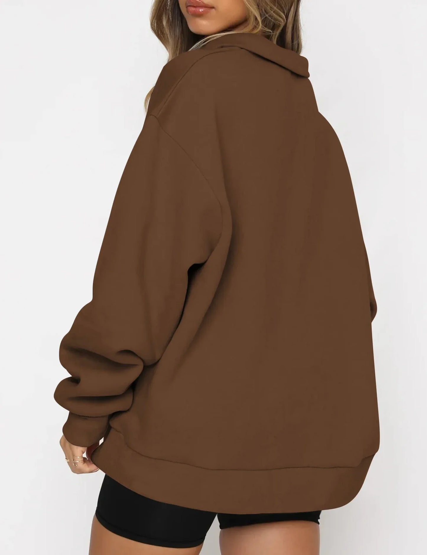 Women Sweatshirts Turn Down Collar Zipper Pullovers Long Sleeve Spliced Thick Warm Sweatshirt Outwear Autumn Winter 2024