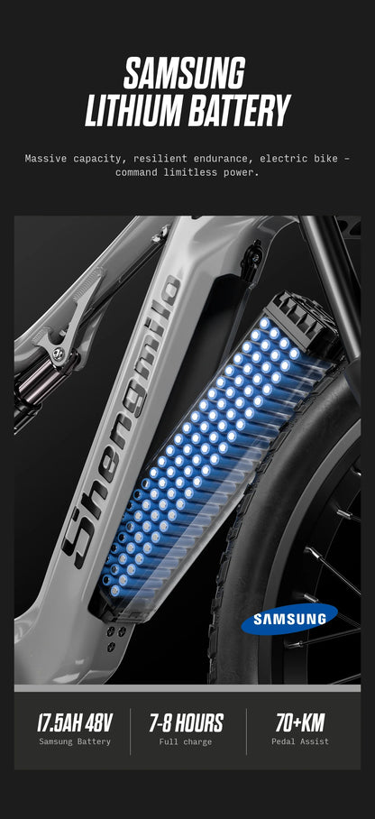 Shengmilo S600 gros pneu vélo électrique 2000W avec deux moteurs 48V17.5AH batterie 26 pouces e vélo adulte, vélo électrique de montagne