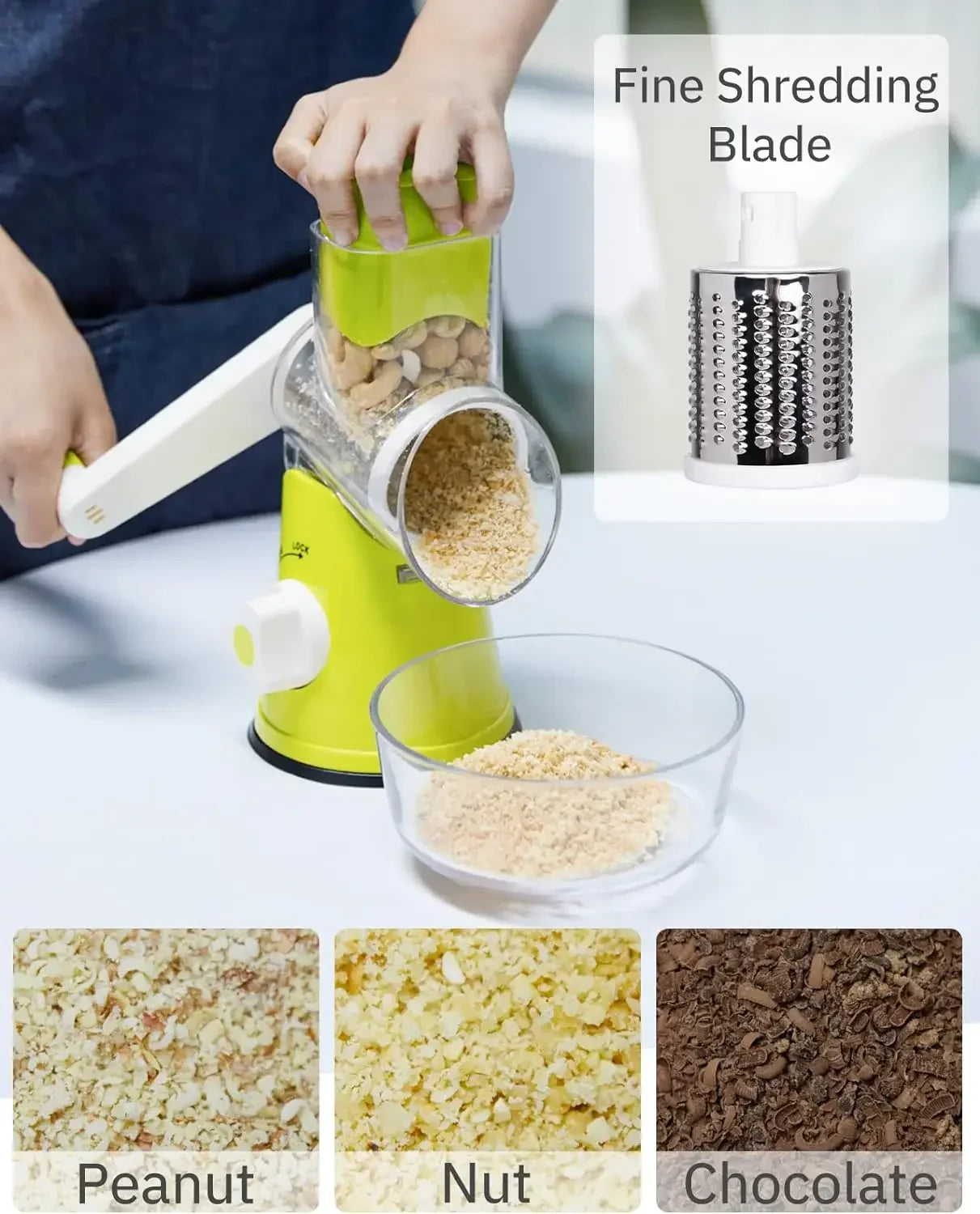 3in1 Vegetable Slicer Multifunctional Rotary Handheld Grater with 3 Sharp Rollers Vegetable Slicer Cheese Shredder Kitchen Tools