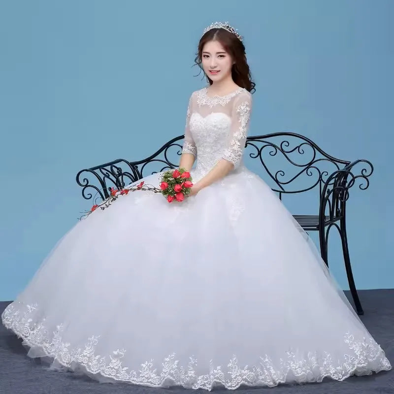 MDYS-A855#Robe de mariée coréenne à col rond et longueur au sol, nouvelle collection été 2024, vente en gros, à bas prix, sur mesure, grande taille, en provenance de Chine