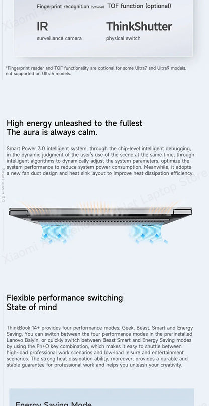 Lenovo Laptop Thinkbook 14+ 2024 AI 14.5" 3K 120Hz Screen UItra5-125H/UItra9-185H NVDIA RTX4060 Dolby Atoms Gaming Notebook PC