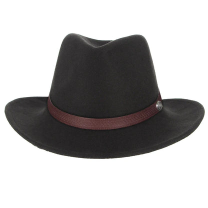 Western Cowboy Hat for Men and Women, Wide Brim Fedora Jazz Hats, Cowgirl Hat with Belt, Autumn and Winter