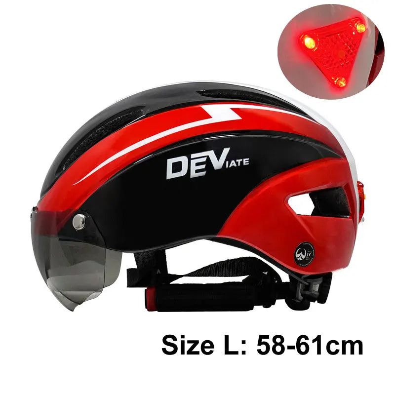 Casque de vélo avec lumière LED pour hommes et femmes, casque de vélo à lentille magnétique, route, montagne, équitation, sports de vélo, planche à roulettes, scooter