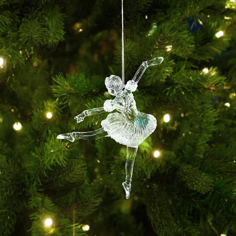 Arbre de noël Transparent flocon de neige suspendus ornements pendentif acrylique 2025 décoration de noël pour la maison cadeaux Navidad nouvel an 2026