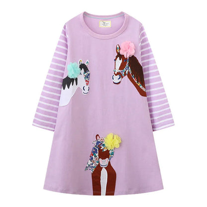 Jumping Meters Paint Brush Children's School Dresses With Pockets Pen Embroidery Long Sleeve Autumn Kids Preppy Style Dress
