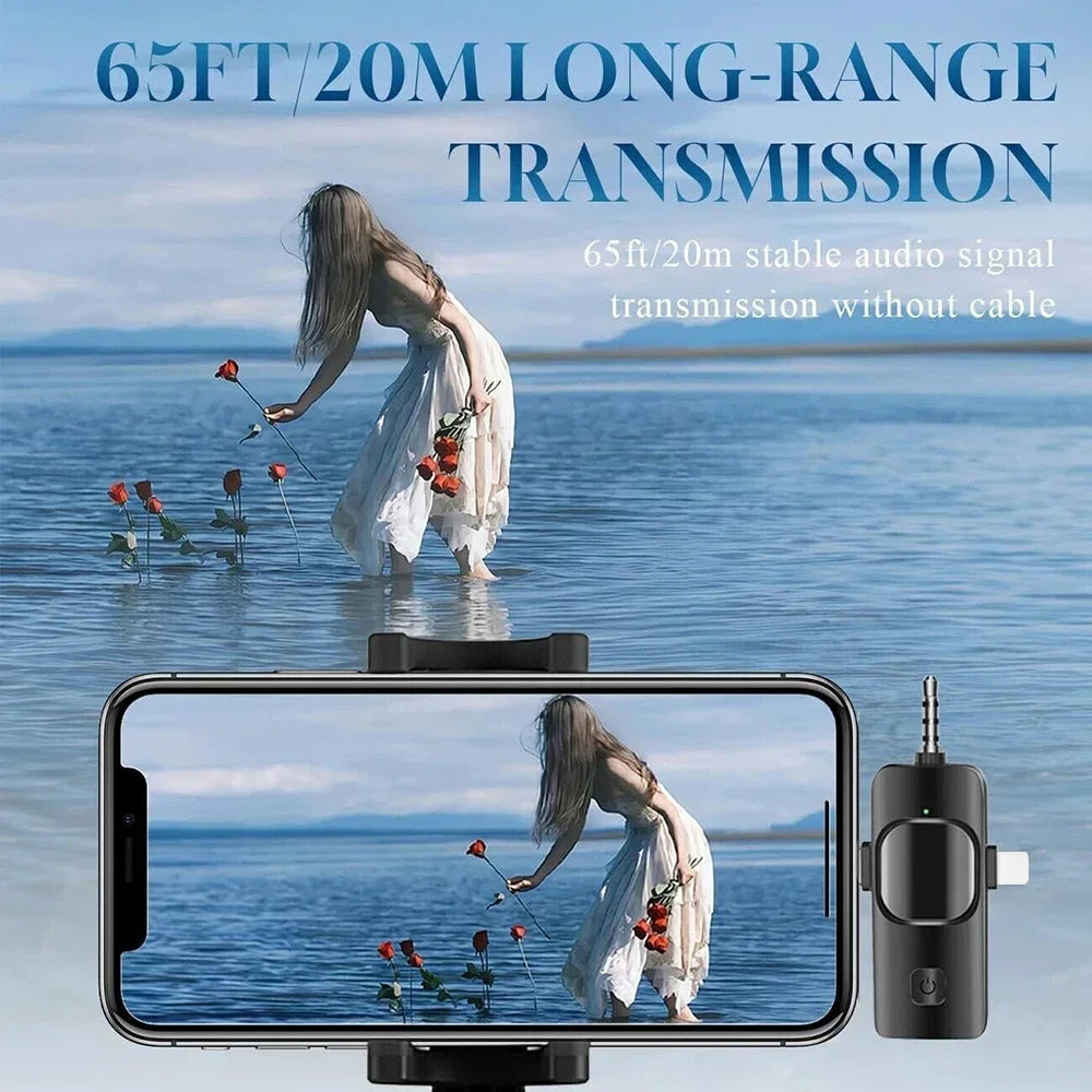Professional 4in1 Wireless Lavalier Microphone for iPhone Android 3.5mm for Live Recording Noise Cancelling Mini Microphon