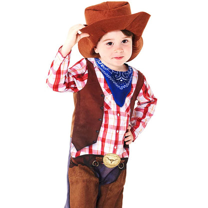 2024 Déguisement de cowboy Western Gilet de vache Body imprimé Garçon Halloween Shérif Costume de scène