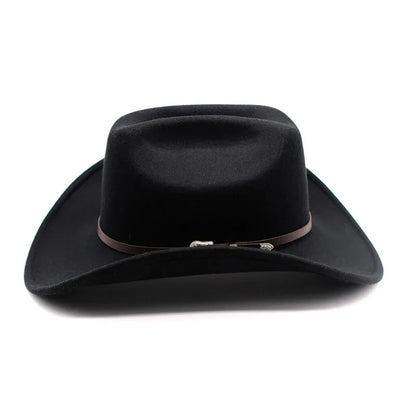 Vintage Western Cowboy Hat For Men's Gentleman Lady Jazz Cowgirl With Leather Wide Brim Cloche Church Sombrero Hombre Caps