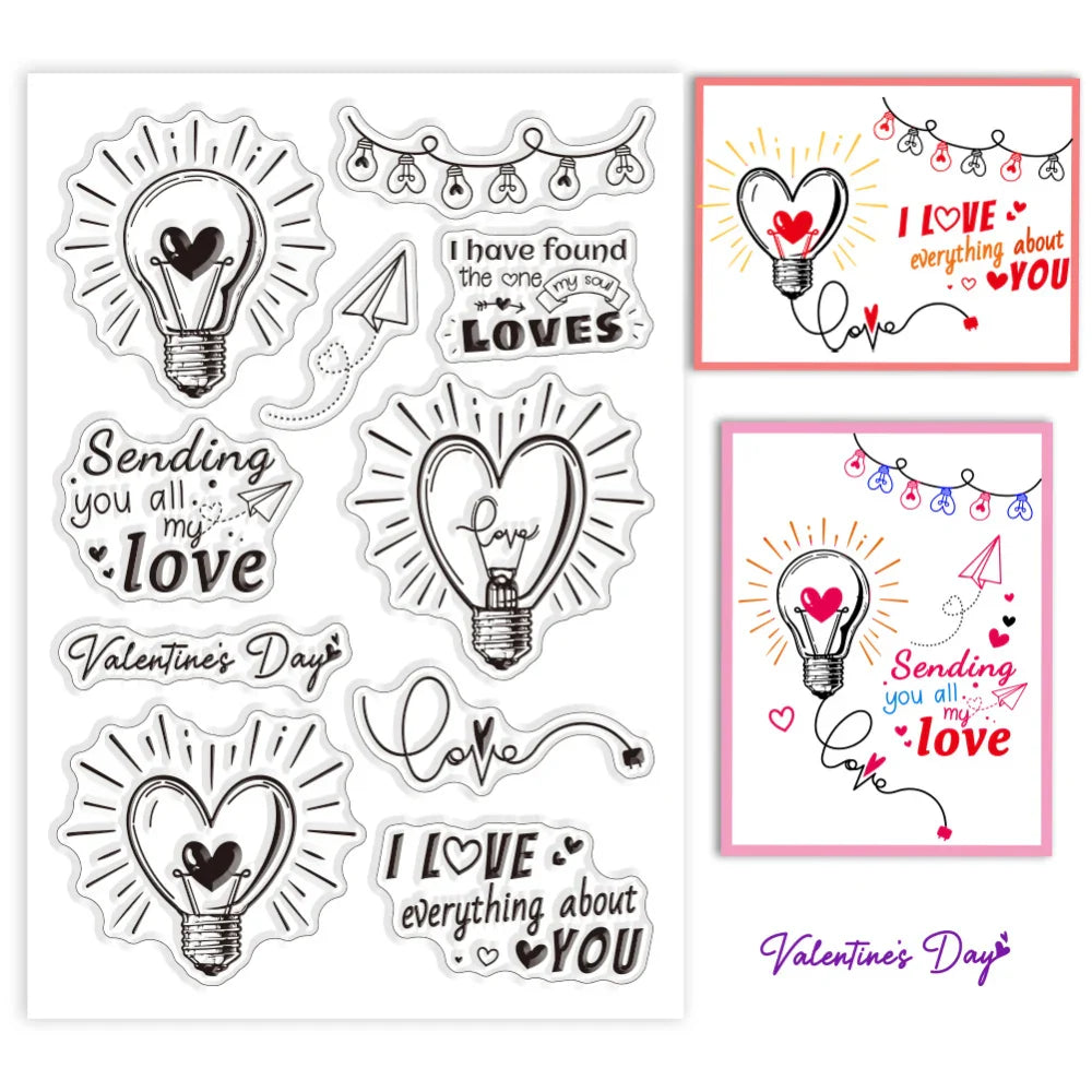 Tampons transparents en silicone pour bricolage, fond d'amour pour cartes exécutives, sceaux de tampon transparents, jour de Léon, scrapbooking