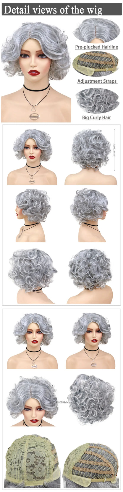 Synthetic Hair Pink Short Curly Wig for Women Big Wavy 80s Cosplay Wigs Halloween Costume Harajuku Anime Wig Natural Looking