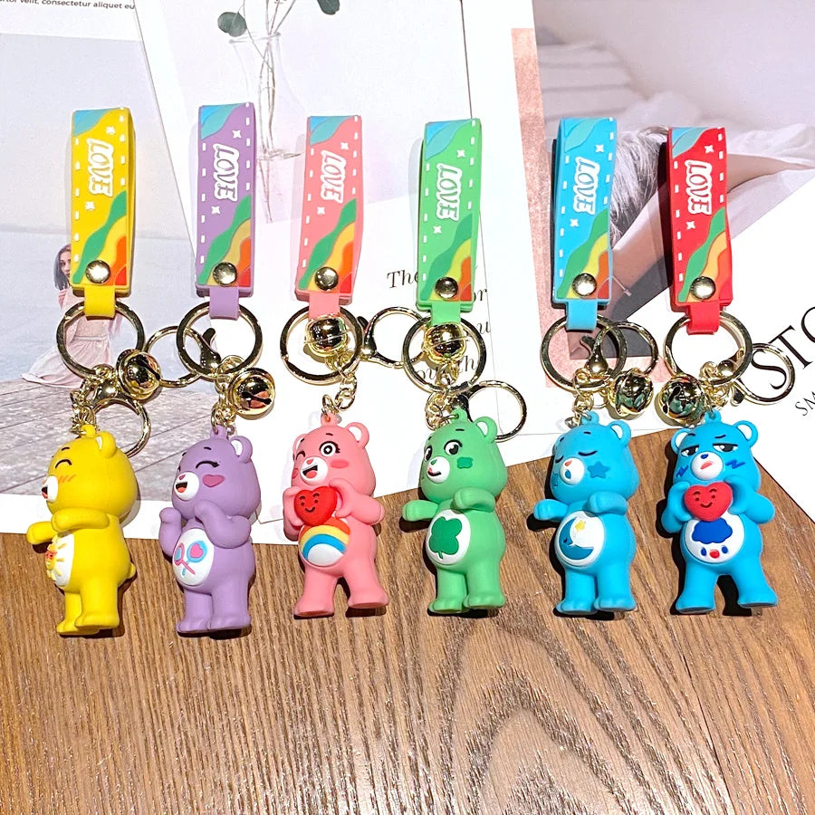 Grumpy Bear Keychain Kawaii Cares Bears Anime Cute Girls Creative Bag Doll Pendant Car Keychains Cartoon Fashion Toy Women Gift
