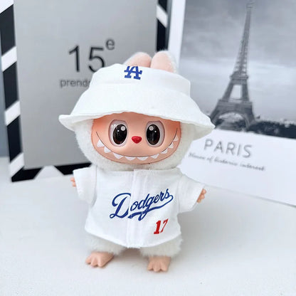 The first, second and third generations of Labubu clothes pendant Labubu sitting baby clothes LA baseball suit trend
