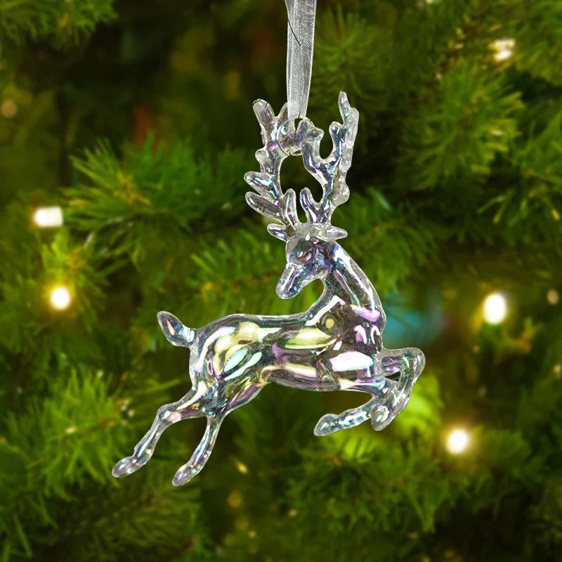 Arbre de noël Transparent flocon de neige suspendus ornements pendentif acrylique 2025 décoration de noël pour la maison cadeaux Navidad nouvel an 2026
