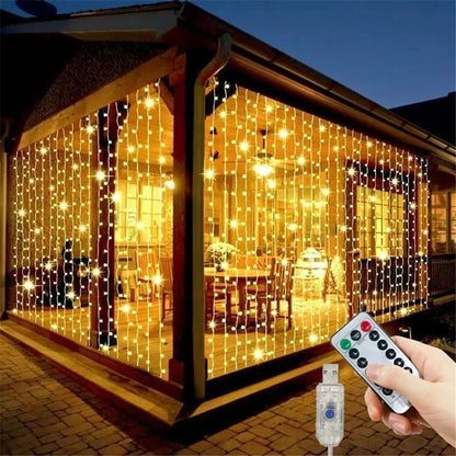 Rideaux lumineux LED alimentés par USB avec télécommande, décorations de noël pour la maison, mariage, anniversaire, chambre à coucher, lumières de fête