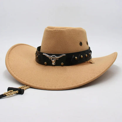 Nouveau Chapeau de Cowboy de Style Occidental pour Hommes et Femmes Chapeau de Gentleman Rétro à Large Bord Chapeau de Cowgirl Jazz Chapeaux de Soleil Tendance pour l'Été