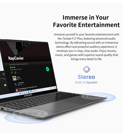 Teclast F17Plus Laptop 17.3 inch, 16GB RAM 512GB SSD, Intel N95, Windows 11 Pro Notebook, 180° Flip Laptops Computer, Backlit Keyboard, mini-HDMI，USB 3.2x3