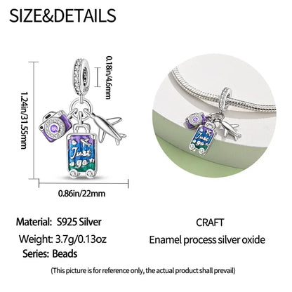Adventure Awaits Sterling Silver Travel Charm