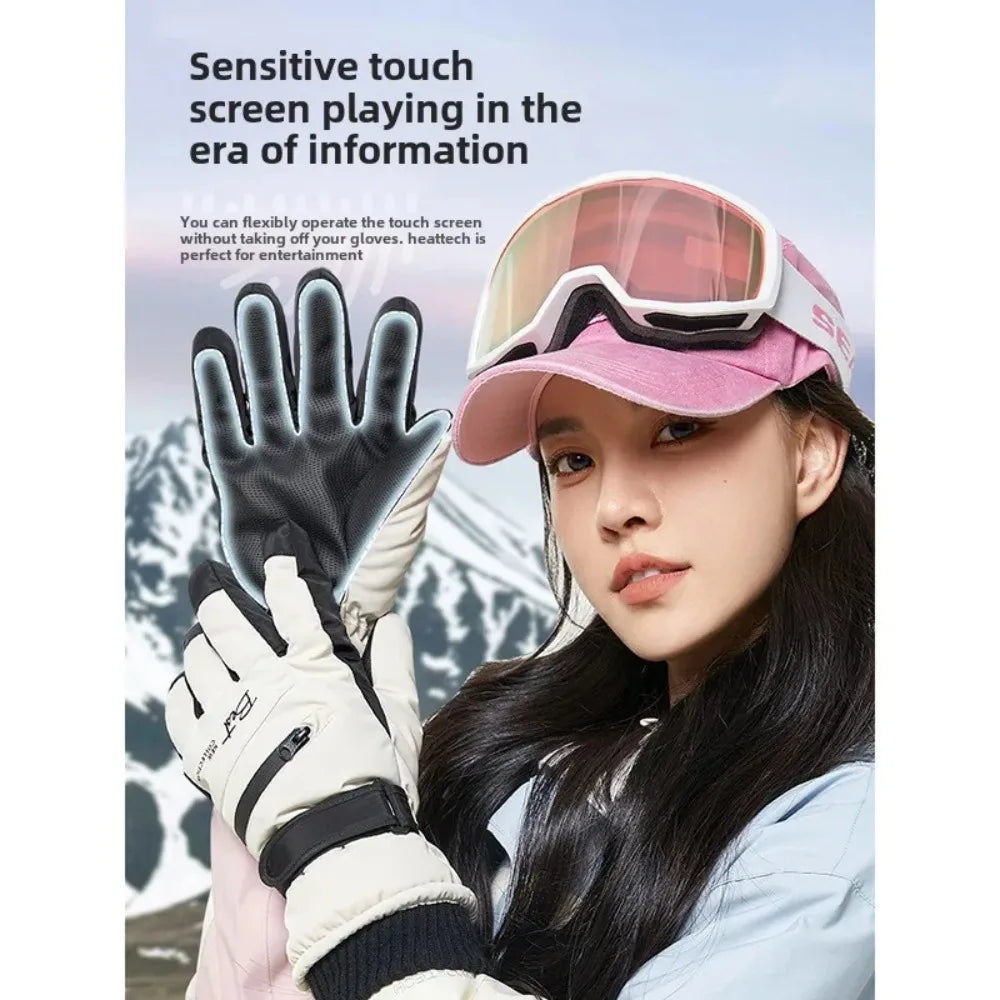 Gants de cyclisme d'hiver, antidérapants, au toucher, pour Ski, accessoires de Snowboard, poche étanche, chauds pour hommes et femmes