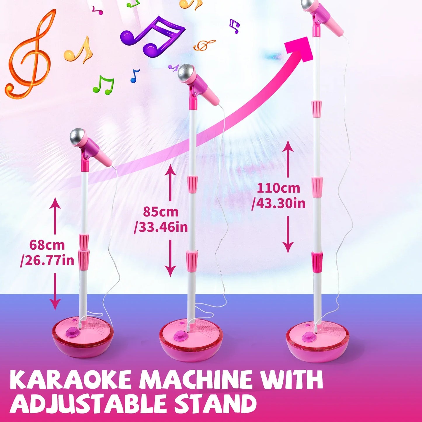 Kids Karaoke Machine with Microphone and Adjustable Stand, Rhythm lighting for Fun Musical Effects, Christmas/Halloween/New Year