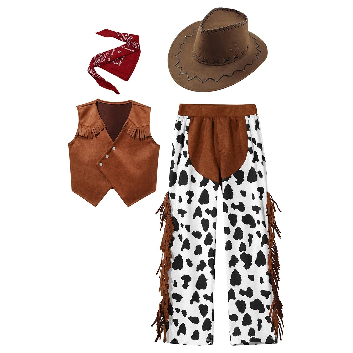 Costume de Cowboy Occidental pour Enfant, Déguisement de Cowgirl, Jeu, Interface West, ixd'Halloween, Cosplay, Ensembles de 4 Pièces, Performance sur Scène Trempée
