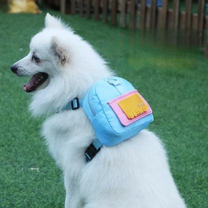 Animal de compagnie auto sac à dos animal de compagnie auto-sac à dos dessin animé chien poitrine petit cartable chat chien en plein air voyage chien sac à dos fournitures pour animaux de compagnie en gros
