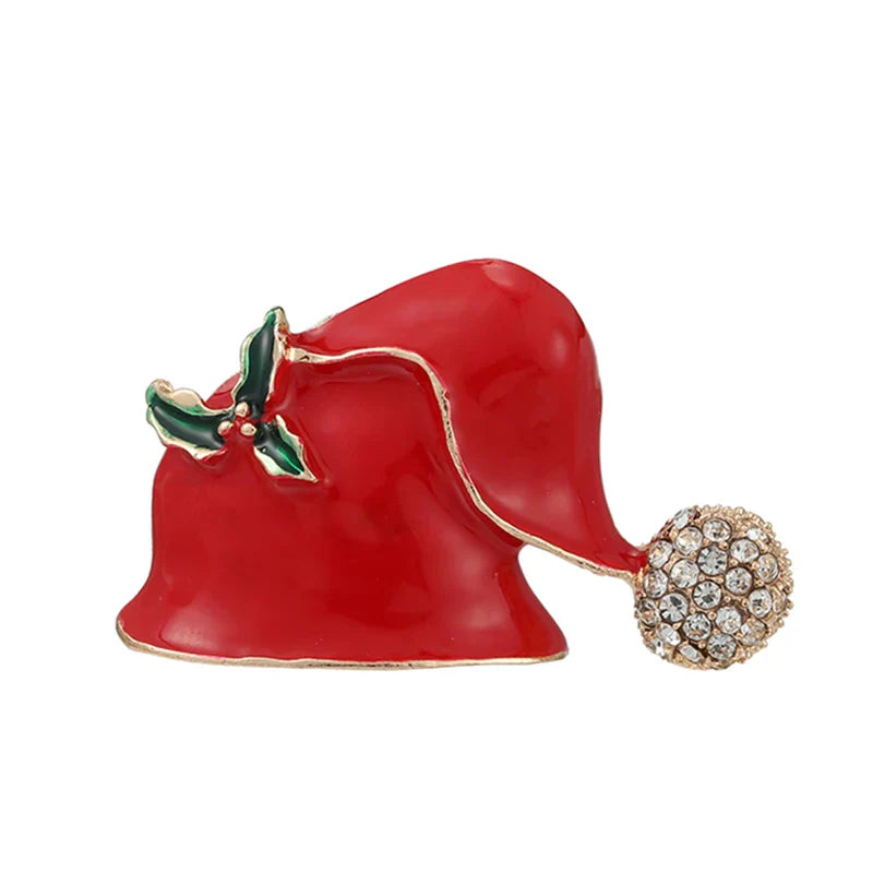 Christmas Brooches for Men and Women, Santa Claus Hat, Gloves, Bells, Socks, Rhinestone Suit, Metal Brooches, Badges, New Year Gift, 2022