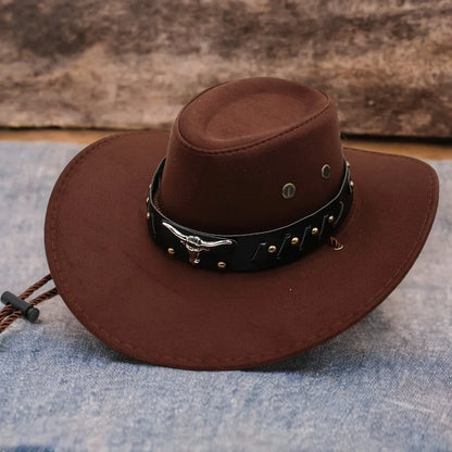 Nouveau Chapeau de Cowboy de Style Occidental pour Hommes et Femmes Chapeau de Gentleman Rétro à Large Bord Chapeau de Cowgirl Jazz Chapeaux de Soleil Tendance pour l'Été