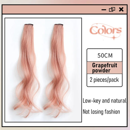 Extensions de cheveux bouclés colorés synthétiques 2 pièces/ensemble 50cm/60cm, ondulation d'eau rose/bleu/violet, perruque Halloween/Noël