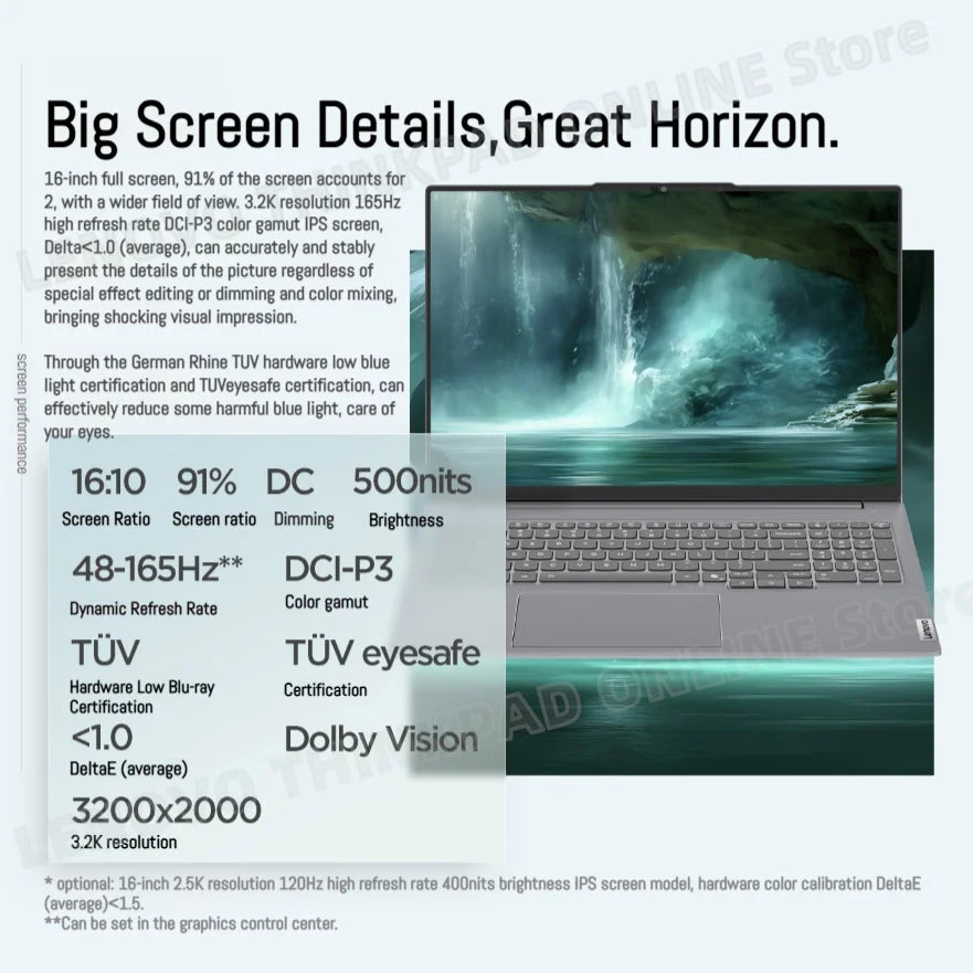 Lenovo laptop ThinkBook 16+ 2025 laptop U5 225H/U7 255H/U9 285H 32G+1TB SSD 16'' 3.2K 165Hz