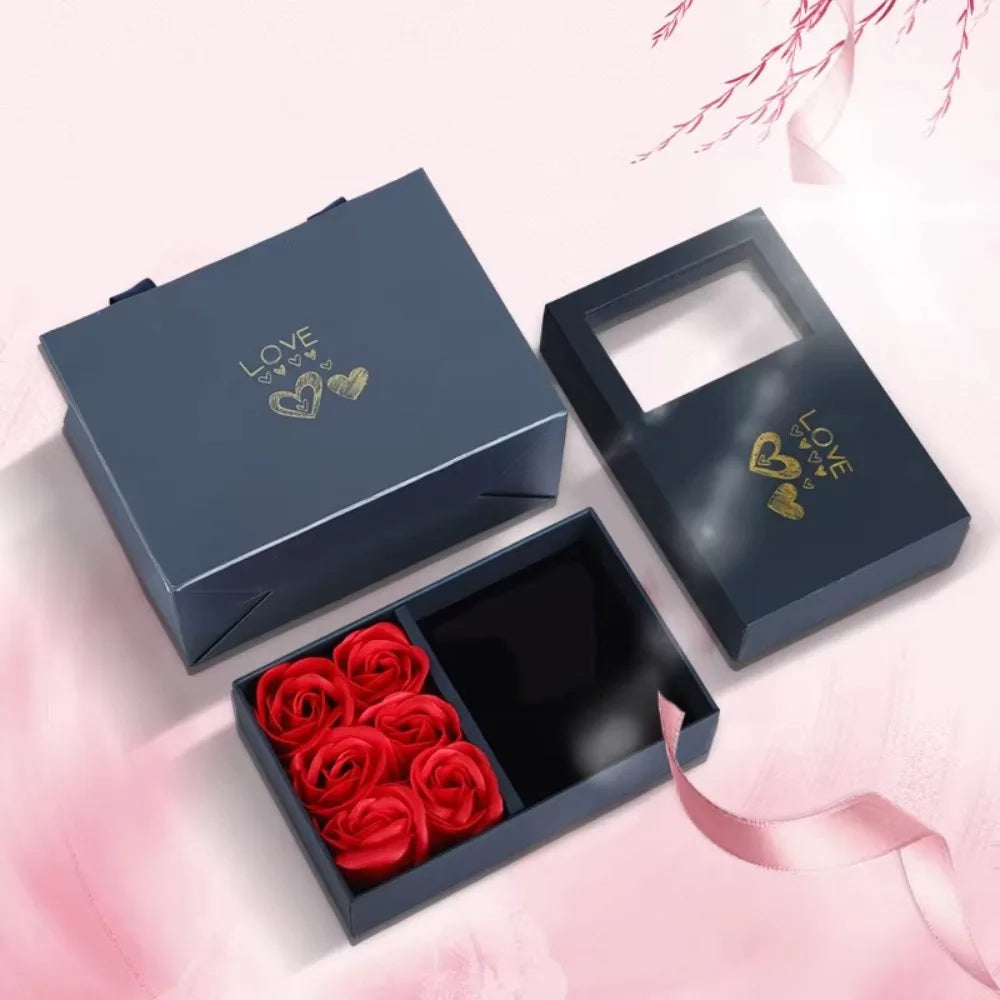 Boîte à bijoux Rose, boîte à bagues à Six fleurs, cadeau de saint-valentin, boîte d'emballage de bijoux, pendentif, collier, cadeaux d'anniversaire pour femme et maman