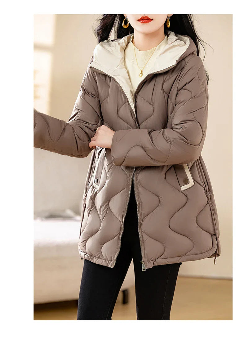 2024 New Winter Jacket Parkas Women Coat Fur Collar Hooded Overcoat Female Jacket Parka Thick Warm Cotton Padded Outwear