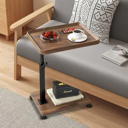 Chariot roulant réglable, Table de chevet, bureau pour ordinateur portable, lit médical pour la maison, plateau alimentaire 360 °   Bureau à domicile de table de plateau de canapé rotatif