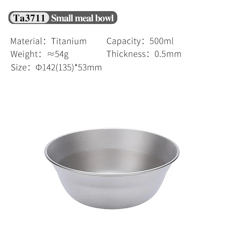 Tiartisan-Filles à repas de camping en titane, assiettes, ustensiles, randonnée en plein air, ultraléger, portable, empilable, plats à salade, ensemble de britware