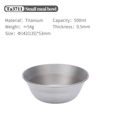 Tiartisan-Filles à repas de camping en titane, assiettes, ustensiles, randonnée en plein air, ultraléger, portable, empilable, plats à salade, ensemble de britware