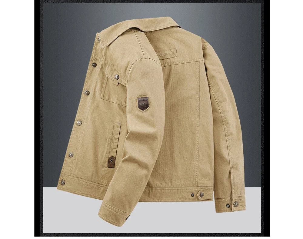 Spring Autumn Men's Cotton Jackets Trendy Men's Fashion Outerwear Windbreaker Coats Men Turn-Down Collar Tactical Jackets 5XL
