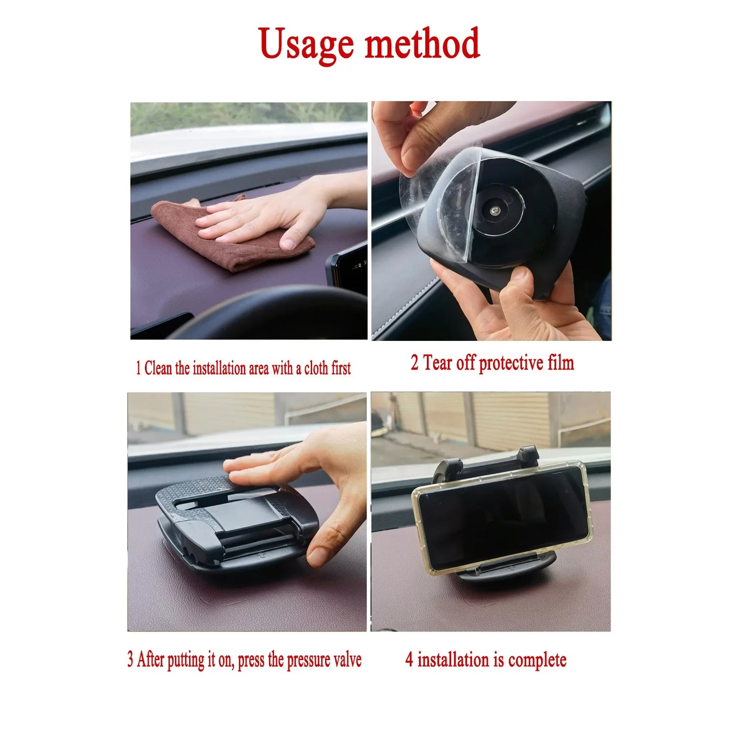 Cell Phone Holder For Car, Upgraded 360° Rotatable Phone Mount For Dashboard, Horizontal & Vertical Viewing Friendly Phone