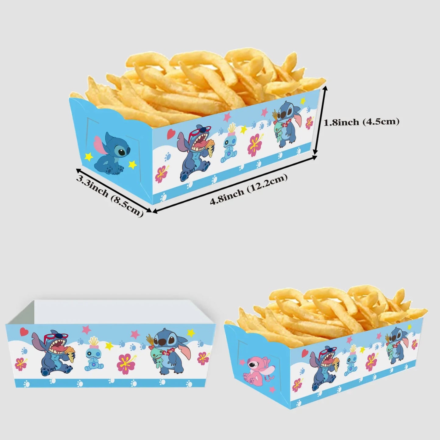 24Pcs/Set Lilo Stitch Party Snack Boxes Birthday Party Decoration French Fries Snack Candy Popcorn Food Holders Partys Supplies