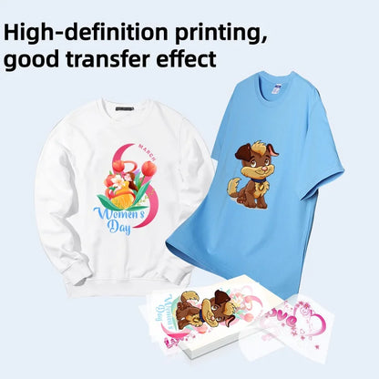 The white ink heat transfer printer is a micro-piezoelectric nozzle heat transfer printer that first colors and then white