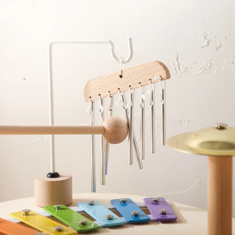 Jouets Éducatifs Bébé en Bois Carillons Éoliens Montessori Jouets Musicaux pour Enfants Xylophone Cadeaux d'Anniversaire Nouveau-né Table Musicale Jouets