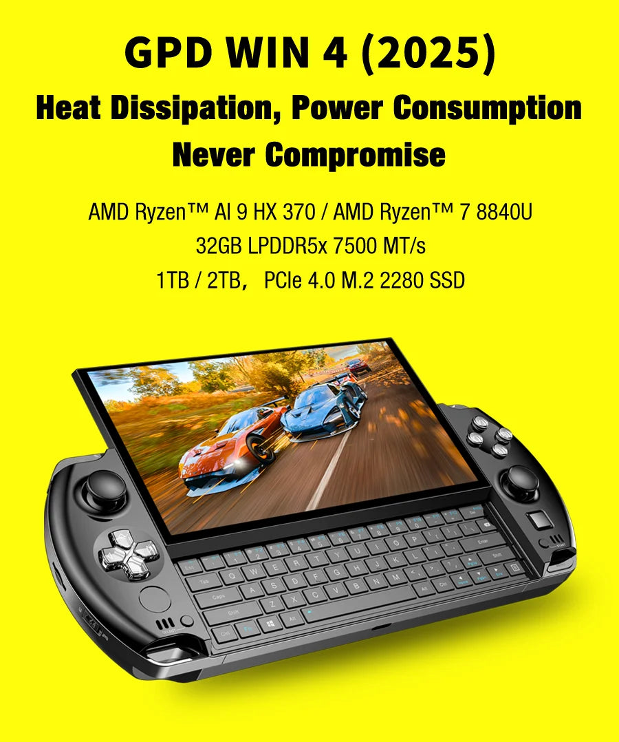 GPD 2025 WIN 4 32 Go de RAM 1 To 2 To Disque Dur AMD 8840U HX370 Processeur Console de Jeu Portable Mini PC Écran Tactile