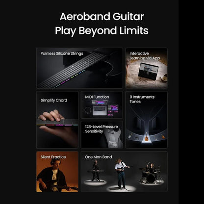 AeroBand – guitare électrique détachable, corde en Silicone indolore, tout-en-un, 9 Styles sonores, basse acoustique avec port micro