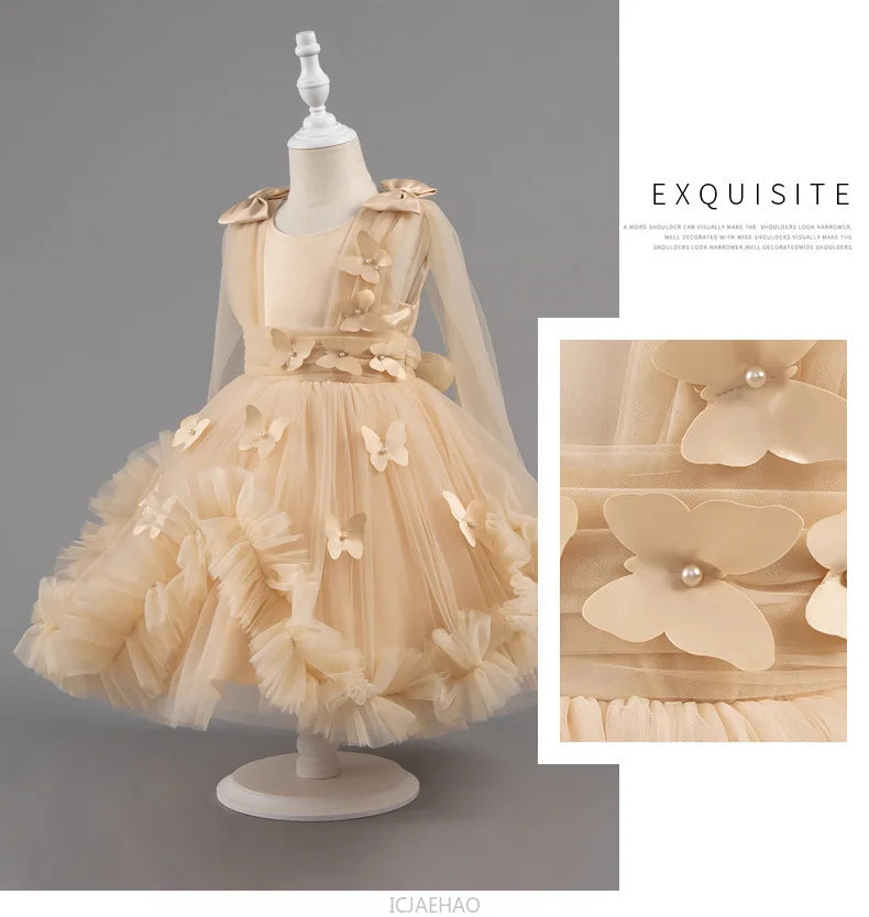 Robe de soirée 2025, robe de princesse pour filles, tenue de concours de fleurs, piano, Recital, anniversaire, mariage, jupe de ballerine, occasion formelle