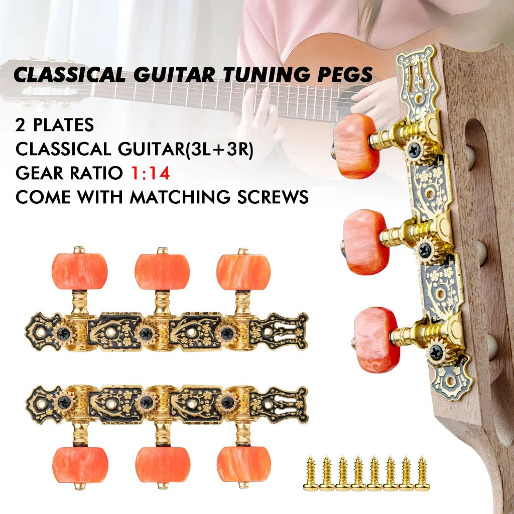 Alice AO-020HV2P accordeurs de guitare classique têtes de Machine 3L + 3R ensemble touches de réglage chevilles de Machine rapport de vitesse 1:14