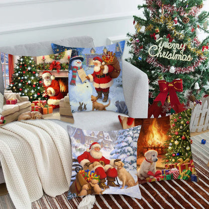 Housse de coussin de noël, père noël, décor de joyeux noël pour la maison, ornements de noël 2025, cadeaux de noël, nouvel an 2026